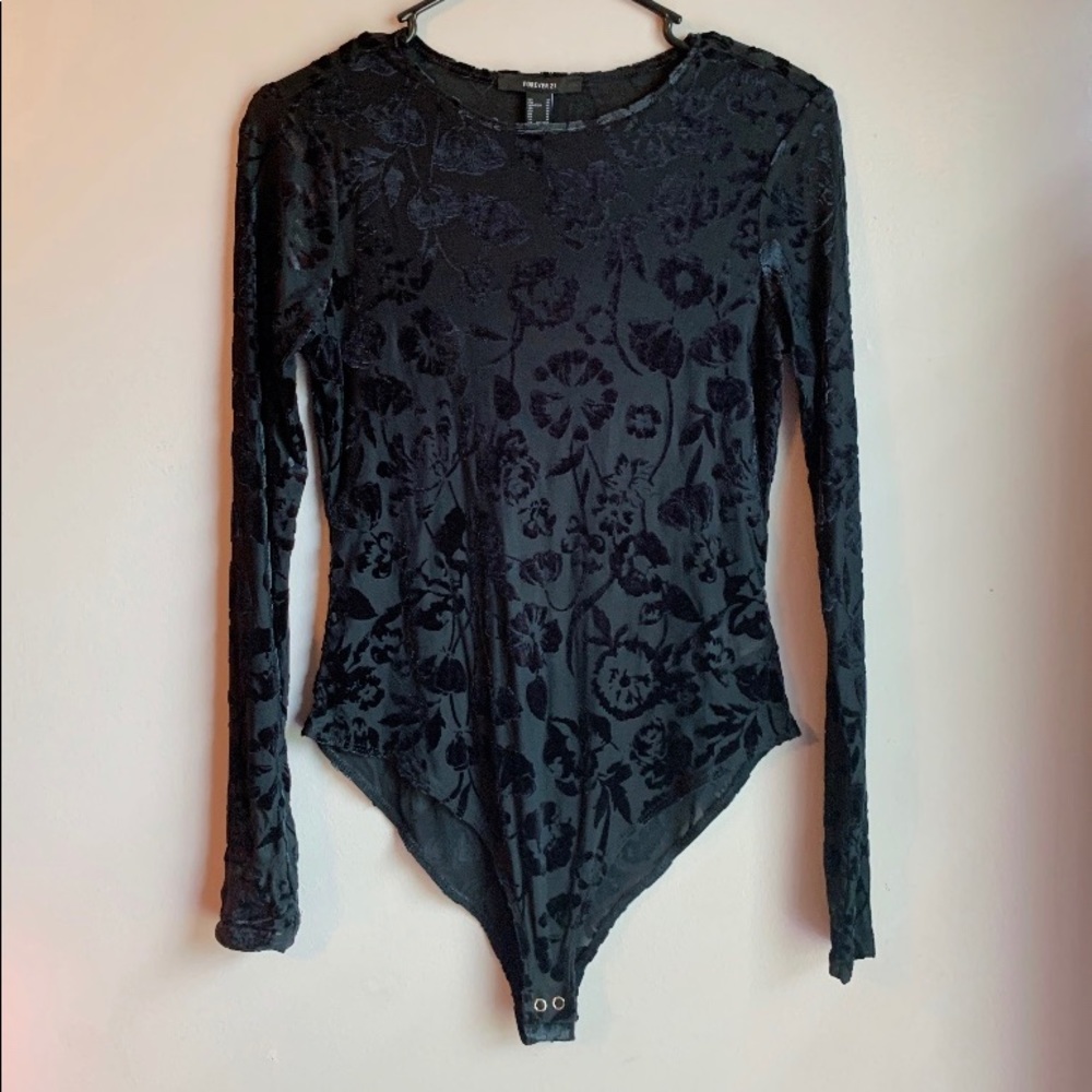 Cute black velvet body suit